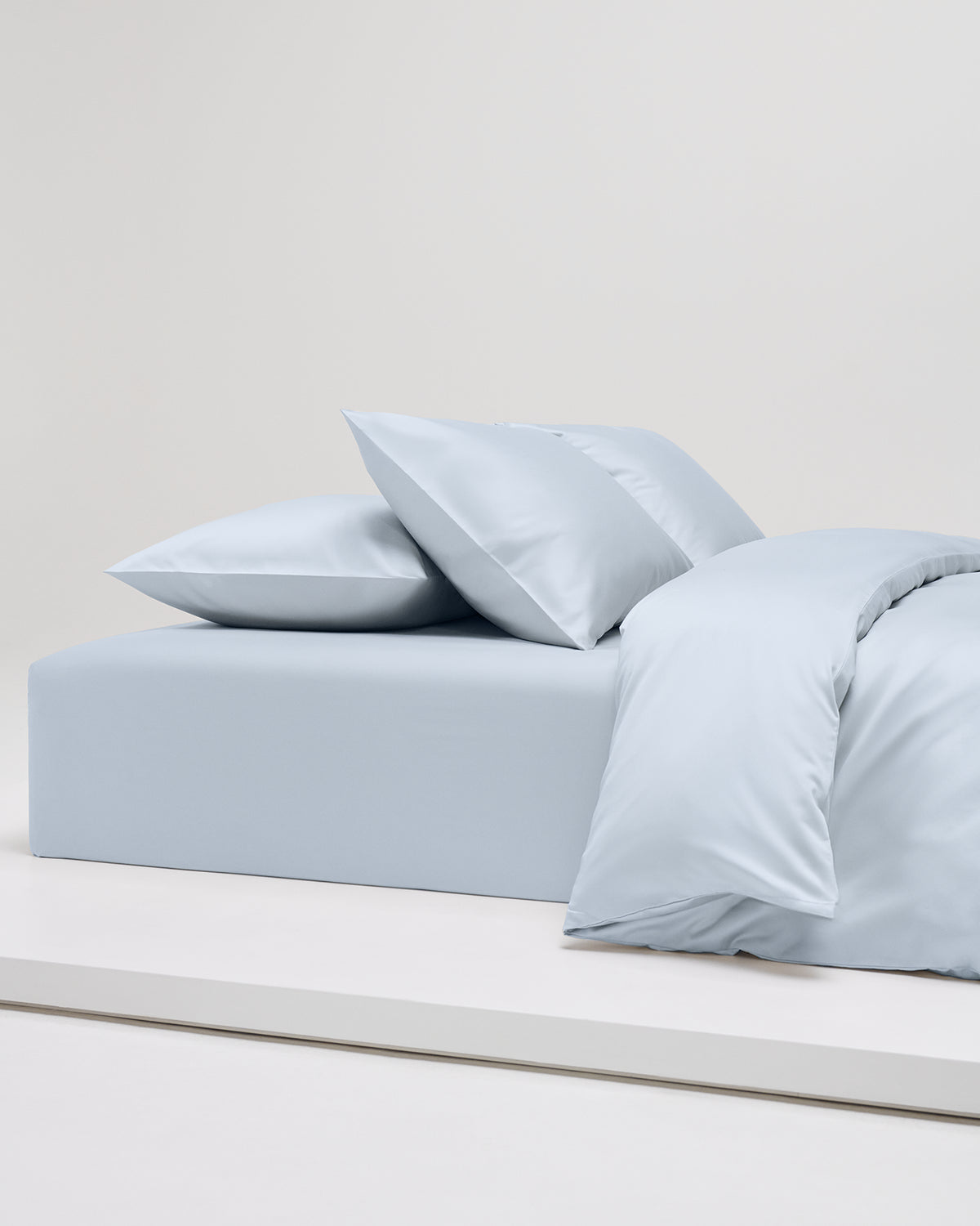 Shade Satin bäddset Ice Blue, singelpåslakan 150x210 cm