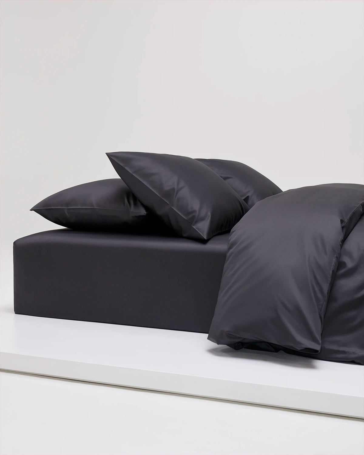 Shade Satin bäddset Antracite Grey, singelpåslakan 150x210 cm